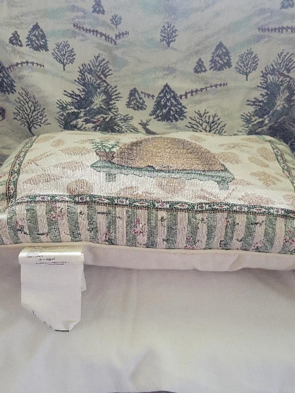 Pfaltzgraff Tapestry Pillow with Skep Beehive in Green and Beige Vintage 1997